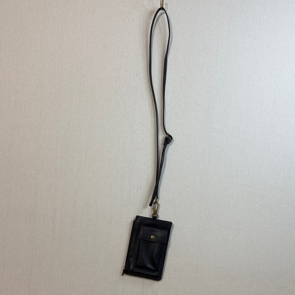 Fossil Black Leather Wristlet with Gold Hardware
